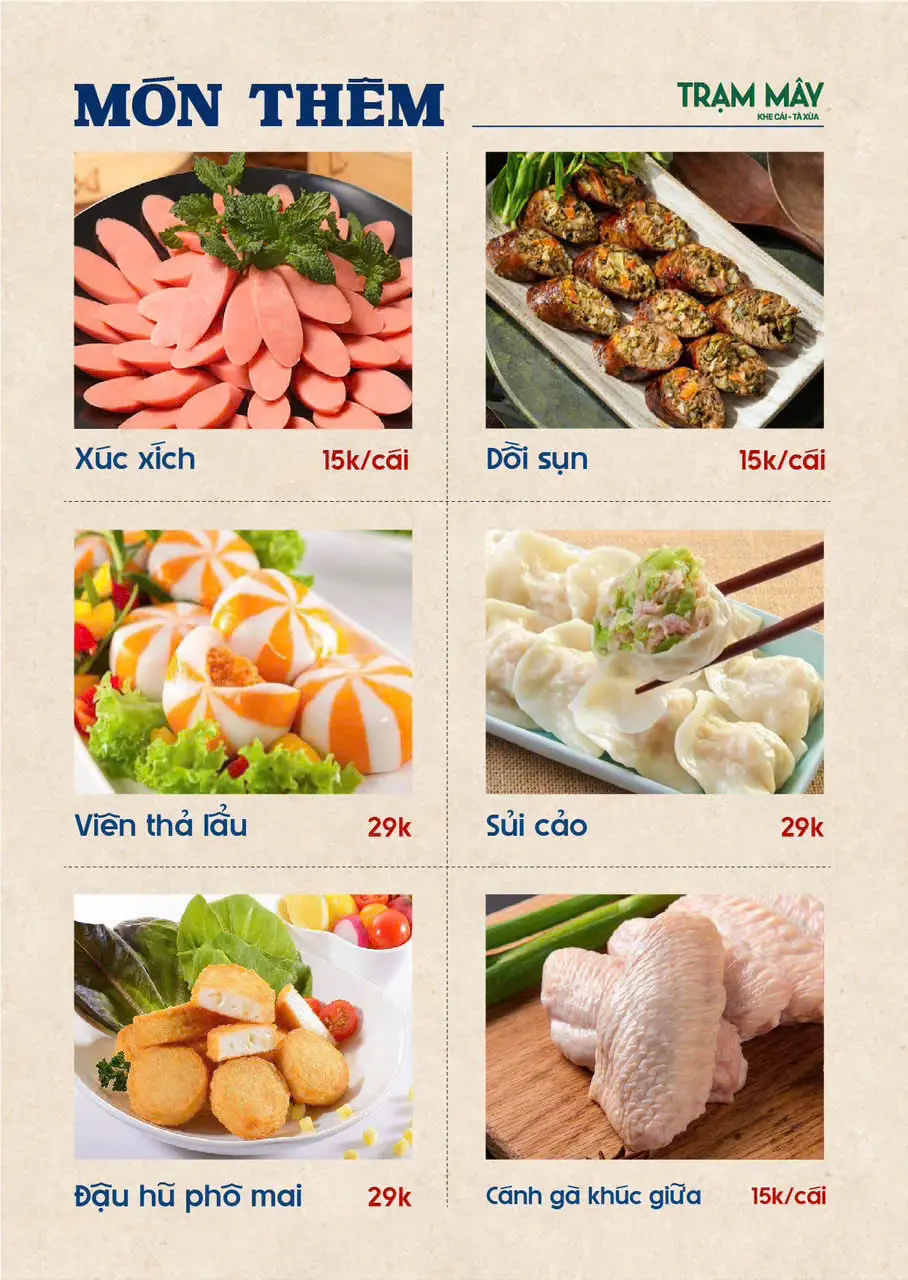 Thực đơn Tiệm lẩu nướng Trạm Mây 8
