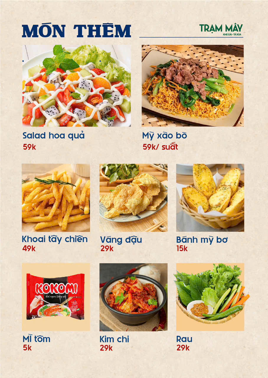 Menu Tiệm lẩu nướng Trạm Mây 2
