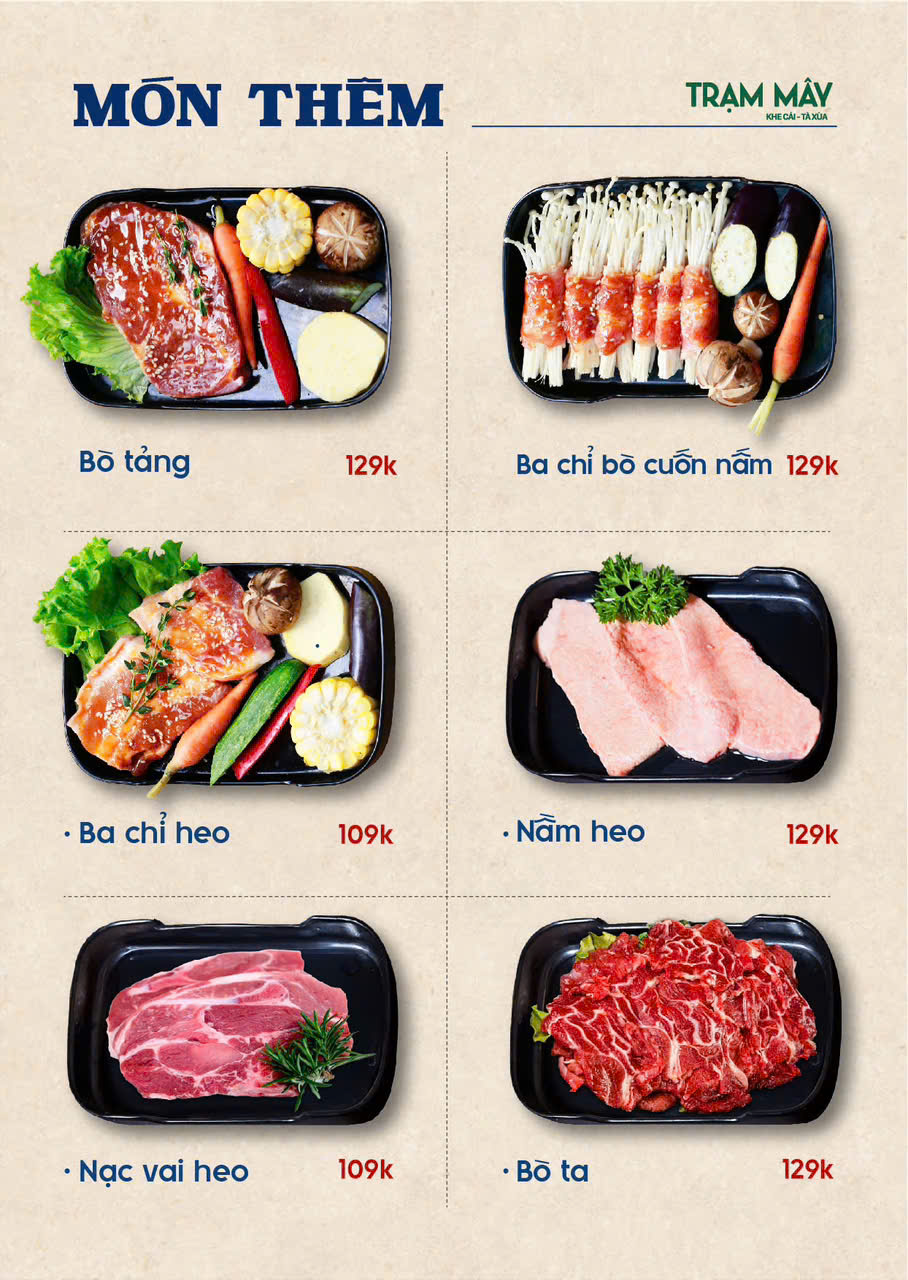 Menu Tiệm lẩu nướng Trạm Mây 4