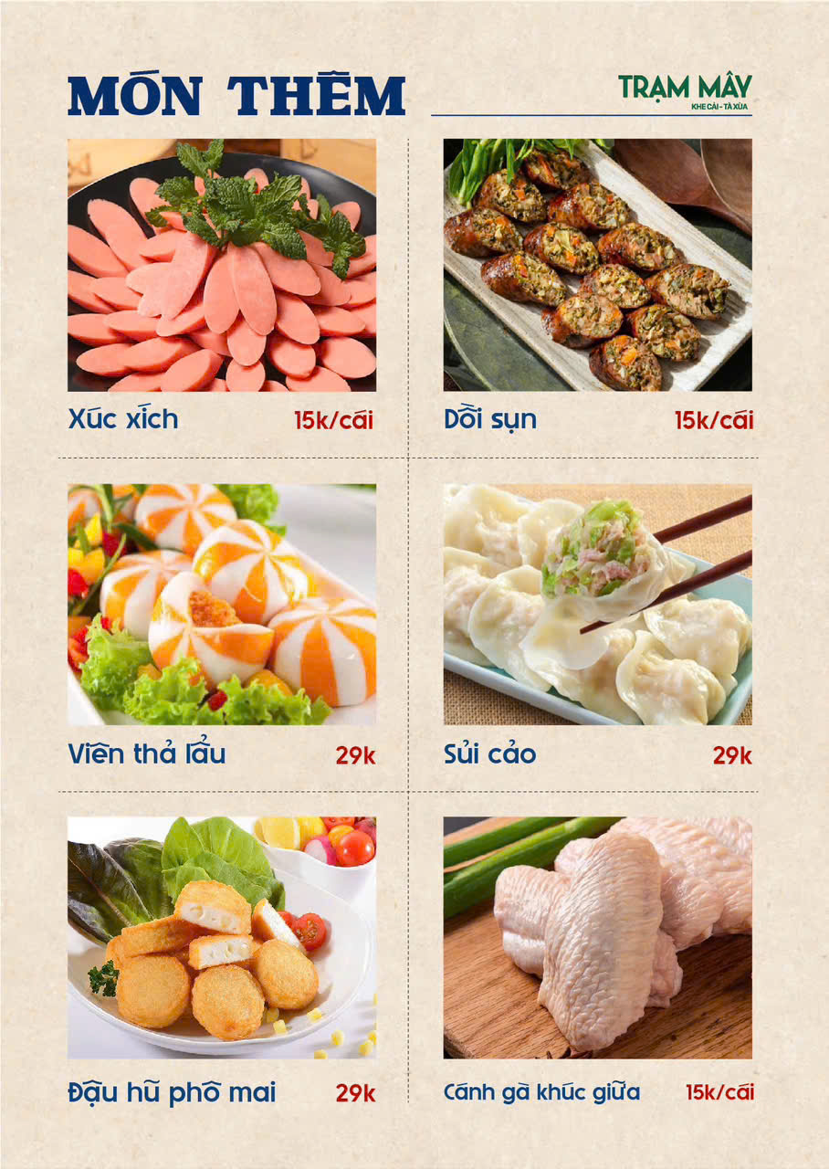 Menu Tiệm lẩu nướng Trạm Mây 8